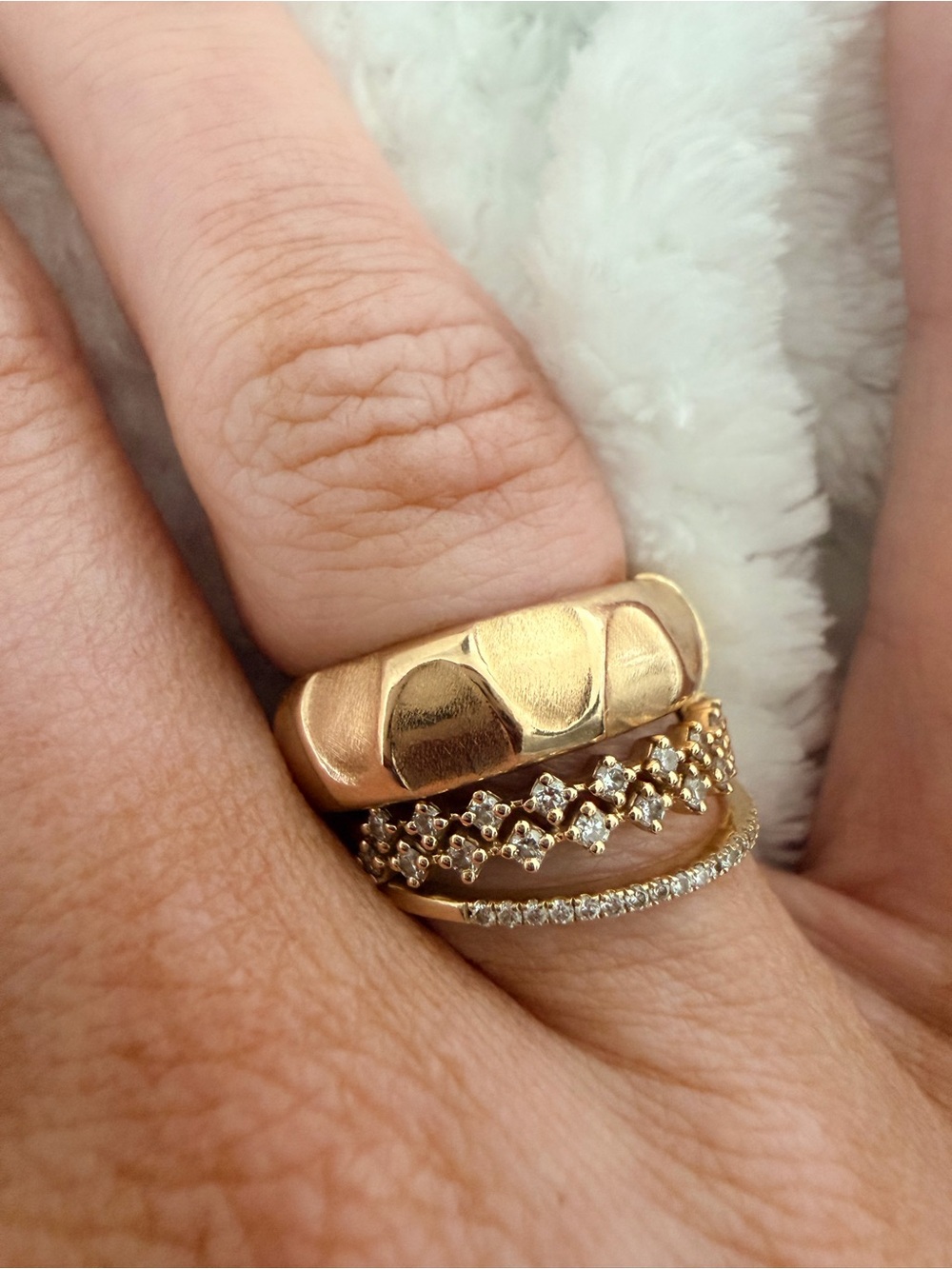 Ring Concierge (MIDDLE) 14k Solid Yellow Gold Double Row Mined Diamond Ring
